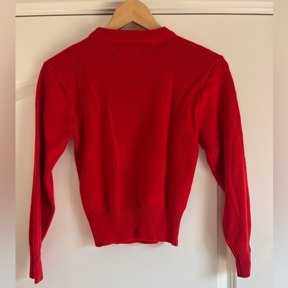 Vintage Sunday Comics Mickey and Minnie Mouse Sledding Red Knit sweater - Picture 4 of 7